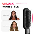 TYMO RING PLUS dual straighten-blowout brush for 10-minute frizz control.